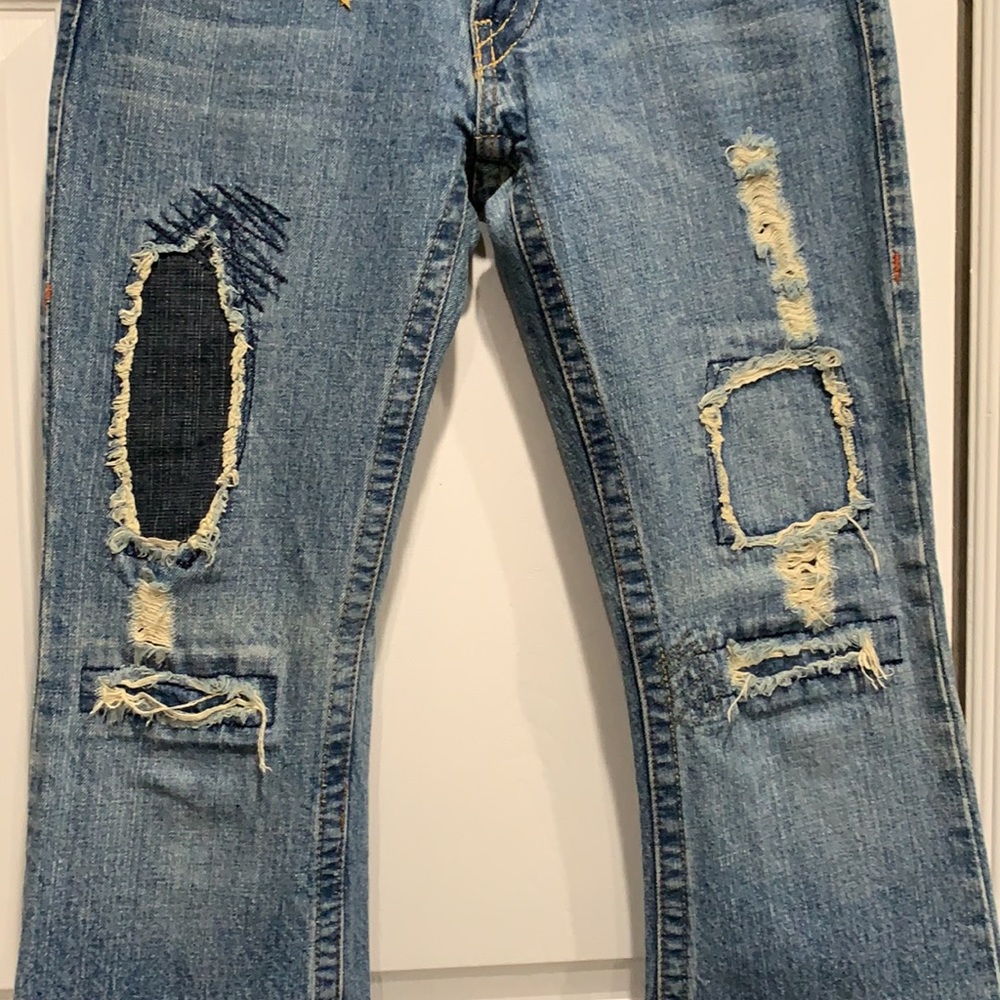 True Religion Patchwork Distressed Boot Cut Jeans - image 2